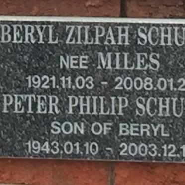 SCHUTTE Beryl Zilpah nee MILES 1921-2008 :: SCHUTTE Peter Philip 1943-2003