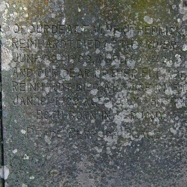 REINHARDT Fredrick -1903 &amp; Elizabeth -1909
