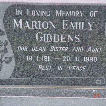 GIBBENS Marion Emily 1911-1990