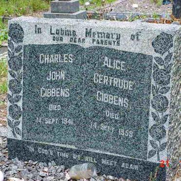 GIBBENS Charles John -1941 &amp; Alice Gertrude -1959