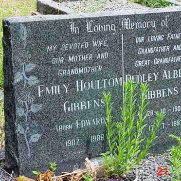 GIBBENS Dudley Albert 1908-1997 &amp; Emily Houltom EDWARDS 1907-1989