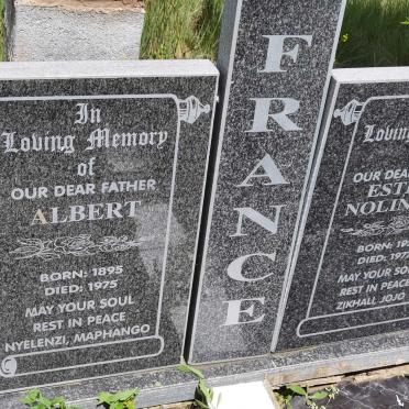 FRANCE Albert 1895-1975 &amp; Esther Nolindile 1925-1977