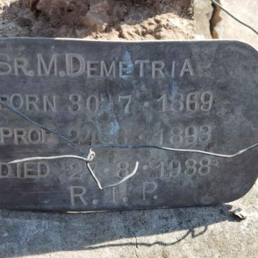 DEMETRIA M. 1869-1938