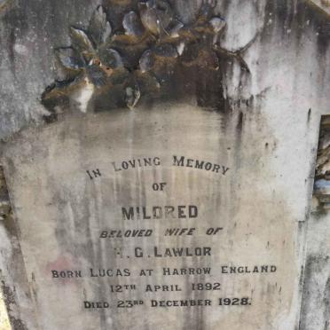 LAWLOR Mildred nee LUCAS 1892-1928