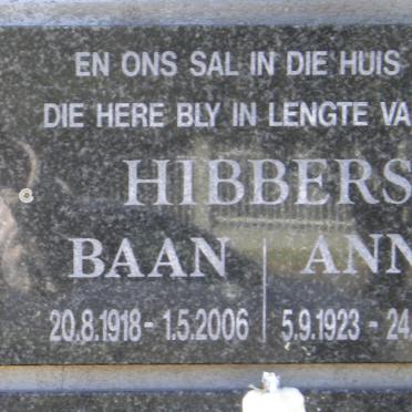 HIBBERS Baan 1918-2006 &amp; Anna 1923-2008