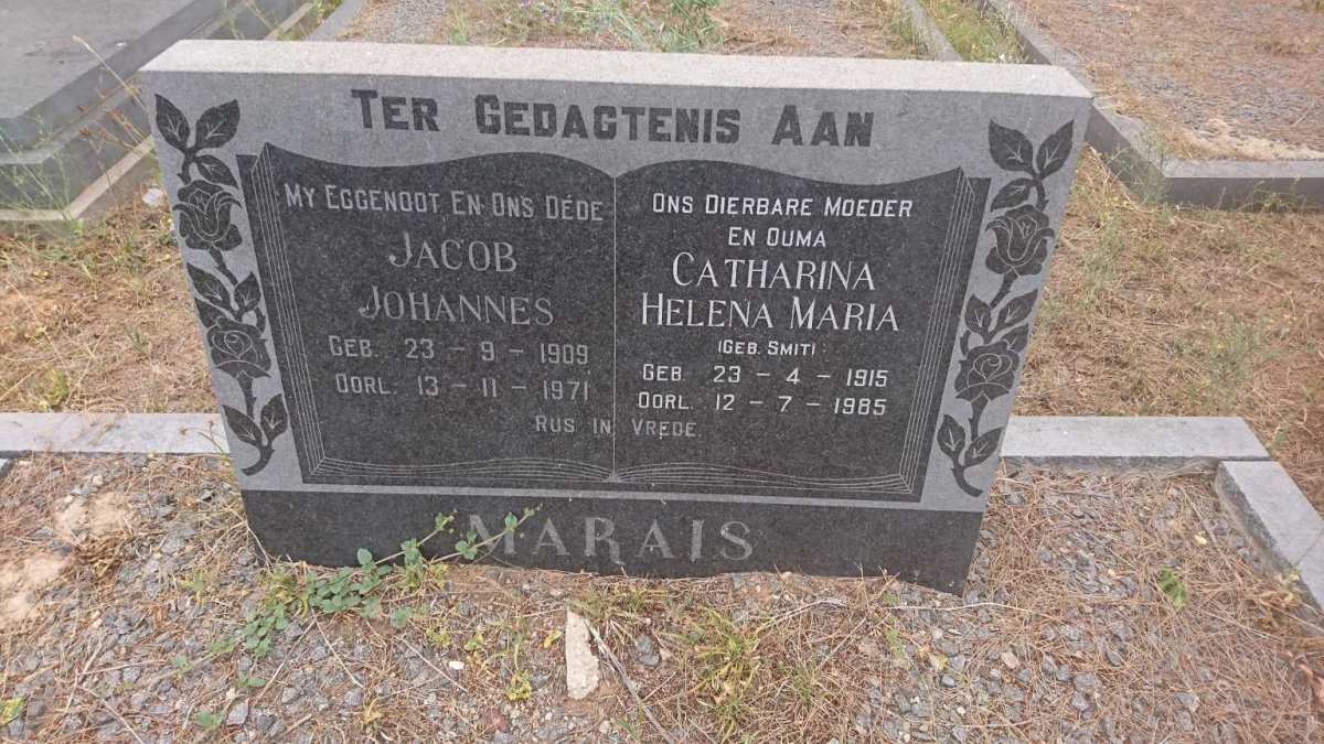 MARAIS Jacob Johannes 1909-1971 &amp; Catharina Helena Maria SMIT 1915-1985