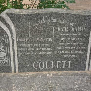 COLLETT Dudley Templeton 1878-1961 &amp; Katie Marian 1880-1951