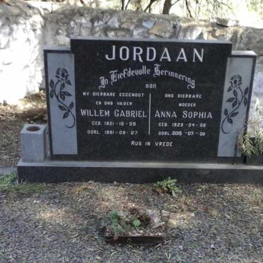 JORDAAN Willem Gabriel 1921-1981 &amp; Anna Sophia 1929-2015