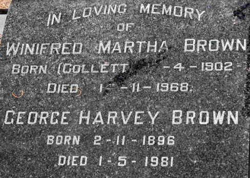 BROWN George Harvey 1896-1981 &amp; Winifred Martha COLLETT 1902-1968