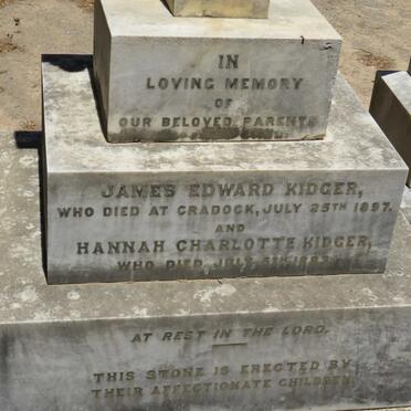KIDGER James Edward -1897 &amp; Hannah Charlotte -1883