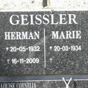 GEISSLER Herman 1932-2009 &amp; Marie 1934-