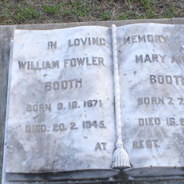 BOOTH William Fowler 1871-1945 &amp; Mary Anne 1874-1948