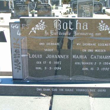 BOTHA Louis Johannes 1897-1994 &amp; Maria Catharina BEKKER 1904-1992