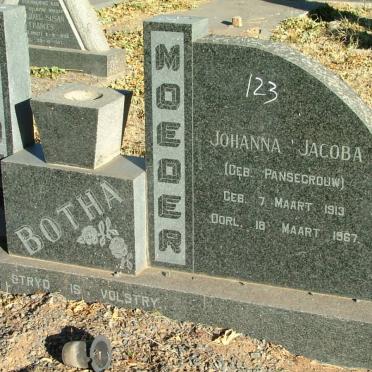 BOTHA Johanna Jacoba nee PANSEGROUW 1913-1967