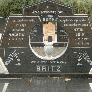 BRITZ Abraham Francis 1926- &amp; Hester Louisa 1927-1986
