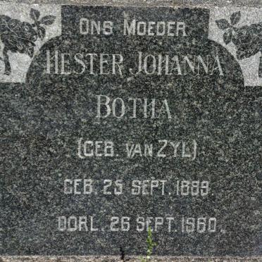 BOTHA Hester Johanna nee VAN ZYL 1889-1960