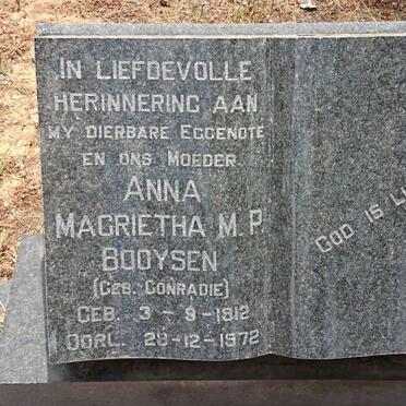 BOOYSEN Johannes Frederick 1910-1984 &amp; Anna Magrietha M.P. CONRADIE 1912-1972