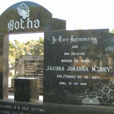 BOTHA Gert Petrus 1921-1984 &amp; Jacoba Johanna M. FOURIE 1924-1996