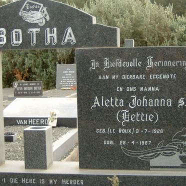 BOTHA Clarence Lawrence 1927- &amp; Aletta Johanna S. LE ROUX 1926-1987