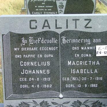 CALITZ Cornelius Johannes 1913-1982 &amp; Magrietha Isabella NEL 1916-1992