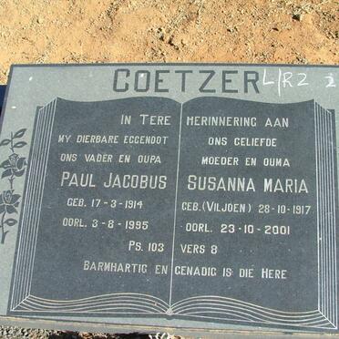 COETZER Paul Jacobus 1914-1995 &amp; Susanna Maria VILJOEN 1917-2001