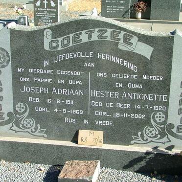 COETZEE Joseph Adriaan 1911-1969 &amp; Hester Antoinette DE BEER 1920-2002