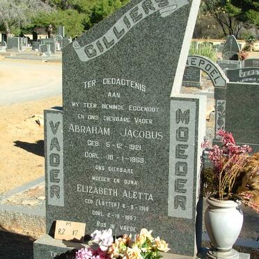 CILLIERS Abraham Jacobus 1921-1969 &amp;  &amp; Elizabeth Aletta LOTTER 1918-1987