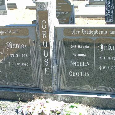 CROUSE Hermanus Lukas 1925-1995 &amp; Angela Cecilia 1929-2004