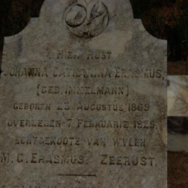 ERASMUS Johanna Catharina nee IMMELMANN 1869-1925