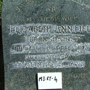 FIELD Elizabeth Ann nee DICKS -1933