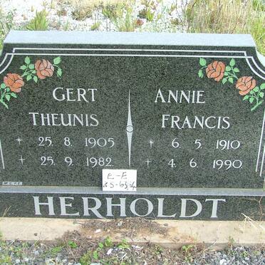 HERHOLDT Gert Theunis 1905-1982 &amp; Annie Francis 1910-1990