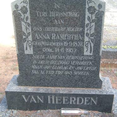 HEERDEN Anna Ramertha, van nee WELGEMOED 1872-1957