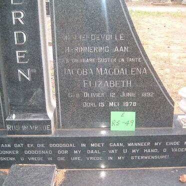 HEERDEN Christiaan de Wet, van 1900-1970 &amp; Jacoba Magdalena Elizabeth nee OLIVIER 1892-1978