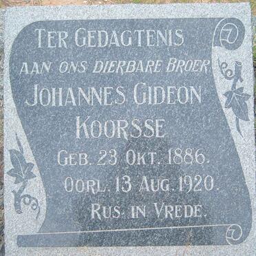 KOORSSE Johannes Gideon 1886-1920