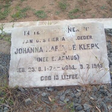 KLERK Johanna Maria, de nee ERASMUS 1878-1945