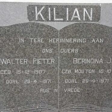 KILIAN Walter Pieter 1907-1971 &amp; Berindina Jacoba MOUTON 1919-1971