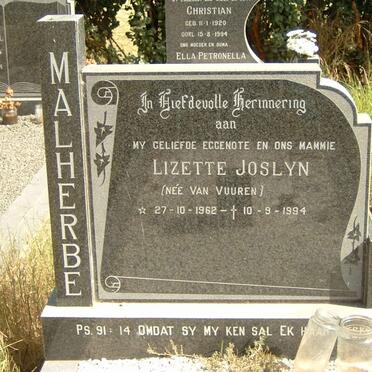 MALHERBE Lizette Joslyn nee VAN VUUREN 1962-1994
