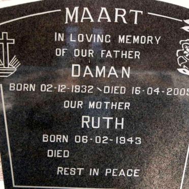 MAART Daman 1932-2005 &amp; Ruth 1943-