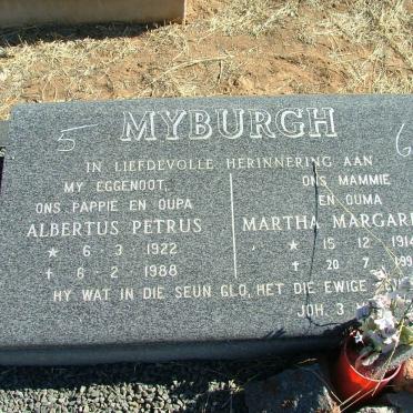 MYBURGH Albertus Petrus 1922-1988 &amp; Martha Margaretha 1914-1996