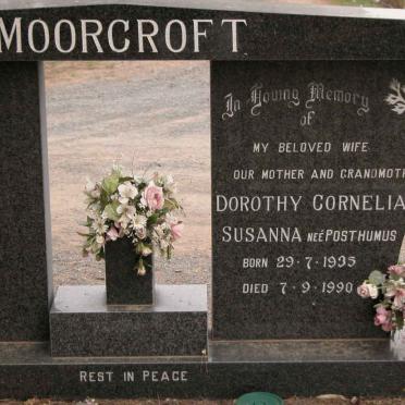 MOORCROFT Dorothy Cornelia Susanna nee POSTHUMUS 1935-1990