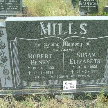 MILLS Robert Henry 1903-1989 &amp; Susan Elizabeth 1906-1983