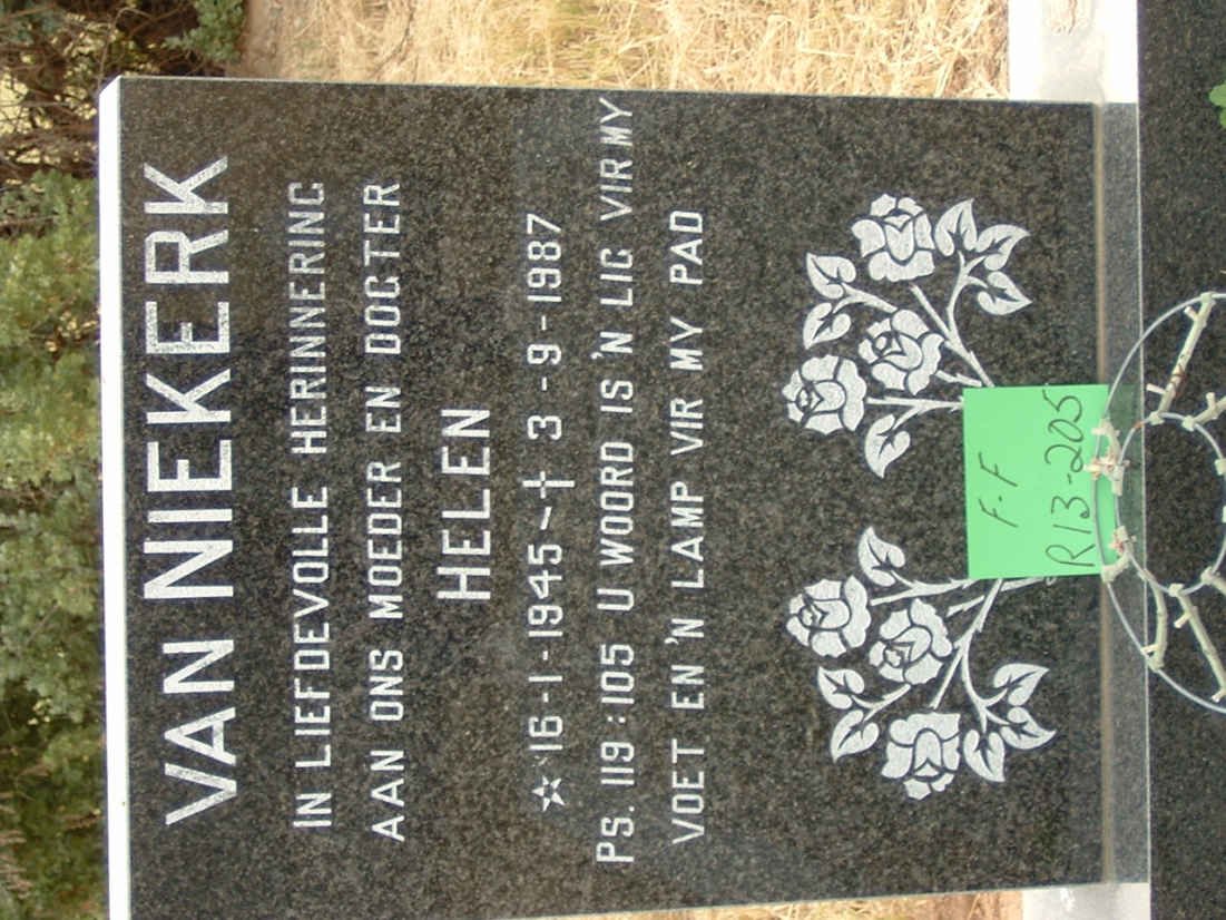 NIEKERK Helen, van 1945-1987