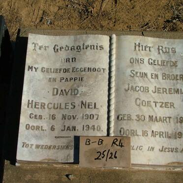 NEL David Hercules 1907-1940 :: COETZER Jacob Jeremia 1916-1950