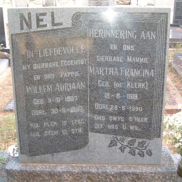 NEL Willem Adriaan 1907-1967 &amp; Martha Francina DE KLERK 1919-1990