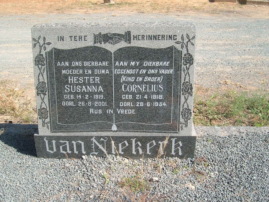 NIEKERK Cornelius, van 1918-1954 &amp; Hester Susanna 1919-2001