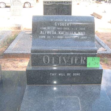 OLIVIER Gysbert 1907-1956 &amp; Alfreda Kathleen May 1908-1985