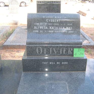 OLIVIER Gysbert 1907-1956 &amp; Alfreda Kathleen May 1908-1985