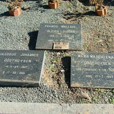 OOSTHUYSEN Jacobus Johannes 1912-1991 &amp; Maria Magdalena LOUBSER 1914-1997 :: LOUBSER Francis Wallace Sleigh 1921-1994