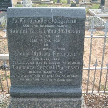 PIETERSEN Samuel Gerhardus 1868-1938 :: PIETERSEN Lionel William 1900-1926 :: PIETERSEN Theodore Samuel 1904-1929