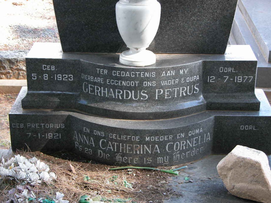 PRETORIUS Gerhardus Petrus 1923-1977 &amp; Anna Catherina Cornelia 1921-_2